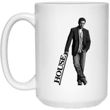 Black And White House Md Leaning With Cane House Text White Coffee Mug, Gift Coffee Mug