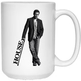 Black And White House Md Leaning With Cane House Text White Coffee Mug, Gift Coffee Mug