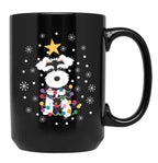 Black And White Miniature Schnauzer Christmas Tree Black Coffee Mug, Gift Coffee Mug