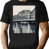 Black And White Walnut Street Bridge Art Print - Chattanooga Tn Landmark T-Shirt for Men & Women, T-Shirts Graphic Tee - Black