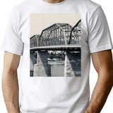 Black And White Walnut Street Bridge Art Print - Chattanooga Tn Landmark T-Shirt for Men & Women, T-Shirts Graphic Tee - White