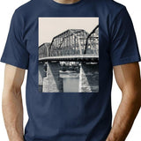 Black And White Walnut Street Bridge Art Print - Chattanooga Tn Landmark T-Shirt for Men & Women, T-Shirts Graphic Tee - Navy