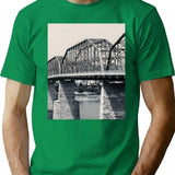 Black And White Walnut Street Bridge Art Print - Chattanooga Tn Landmark T-Shirt for Men & Women, T-Shirts Graphic Tee - Green