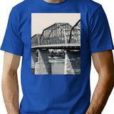Black And White Walnut Street Bridge Art Print - Chattanooga Tn Landmark T-Shirt for Men & Women, T-Shirts Graphic Tee - Blue