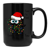 Black Cat Christmas It Is Fine I Am Fine Everything Is Fine Black Coffee Mug, Gift Coffee Mug