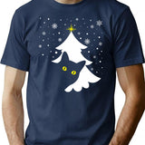 Black Cat Christmas Tree Gift For Cat Lovers T-Shirt for Men & Women, T-Shirts Graphic Tee - Navy