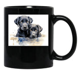 Black Lab Pics Cool Black Lab Puppies Water Color Amazing Black Puppy Merchandise Black Coffee Mug, Gift Coffee Mug - Black