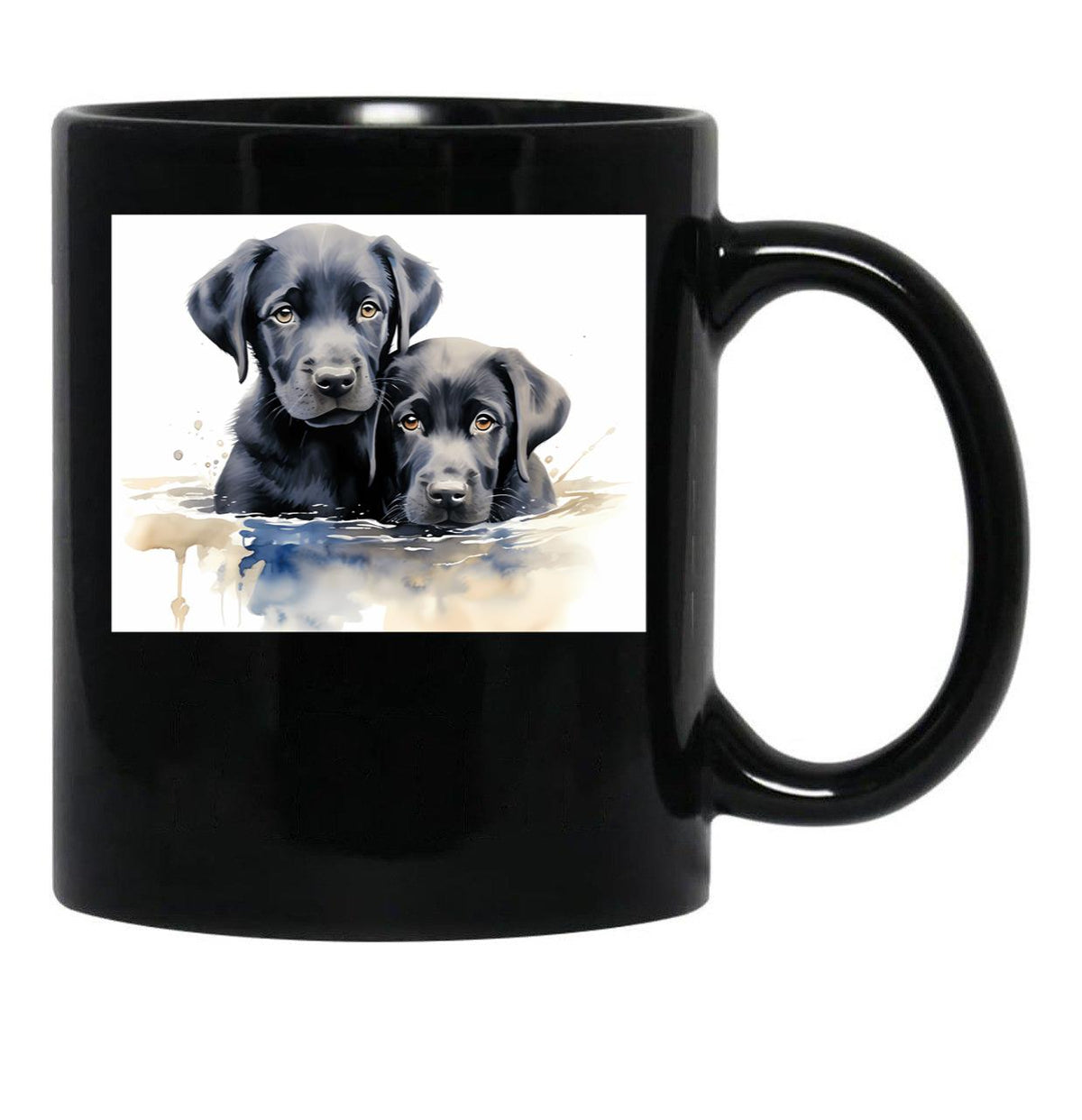 Black Lab Pics Cool Black Lab Puppies Water Color Amazing Black Puppy Merchandise Black Coffee Mug, Gift Coffee Mug - Black
