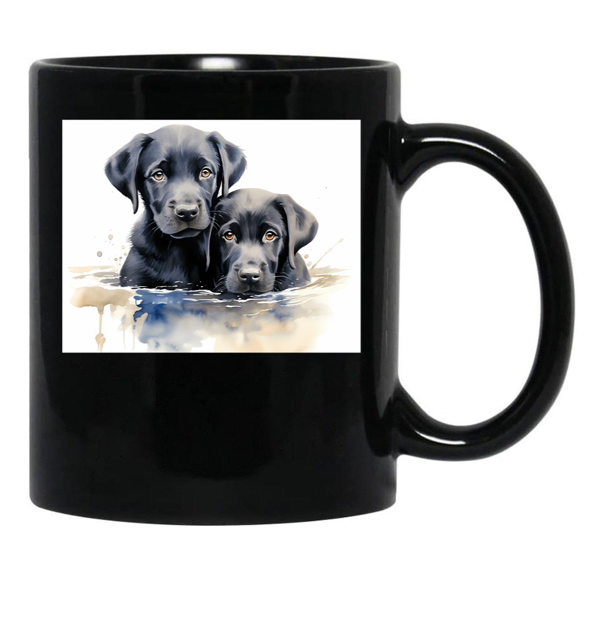 Black Lab Pics Cool Black Lab Puppies Water Color Amazing Black Puppy Merchandise Black Coffee Mug, Gift Coffee Mug - Black