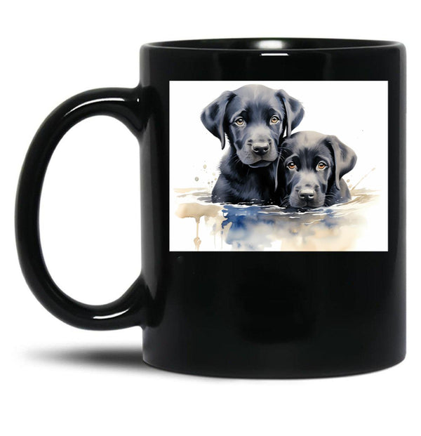 Black Lab Pics Cool Black Lab Puppies Water Color Amazing Black Puppy Merchandise Black Coffee Mug, Gift Coffee Mug - Black