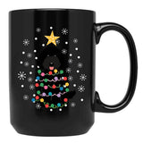 Black Labradoodle Christmas Tree Black Coffee Mug, Gift Coffee Mug