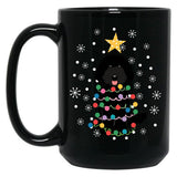 Black Labradoodle Christmas Tree Black Coffee Mug, Gift Coffee Mug