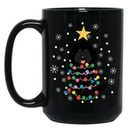 Black Labradoodle Christmas Tree Black Coffee Mug, Gift Coffee Mug