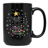 Black Miniature Schnauzer Christmas Tree Black Coffee Mug, Gift Coffee Mug