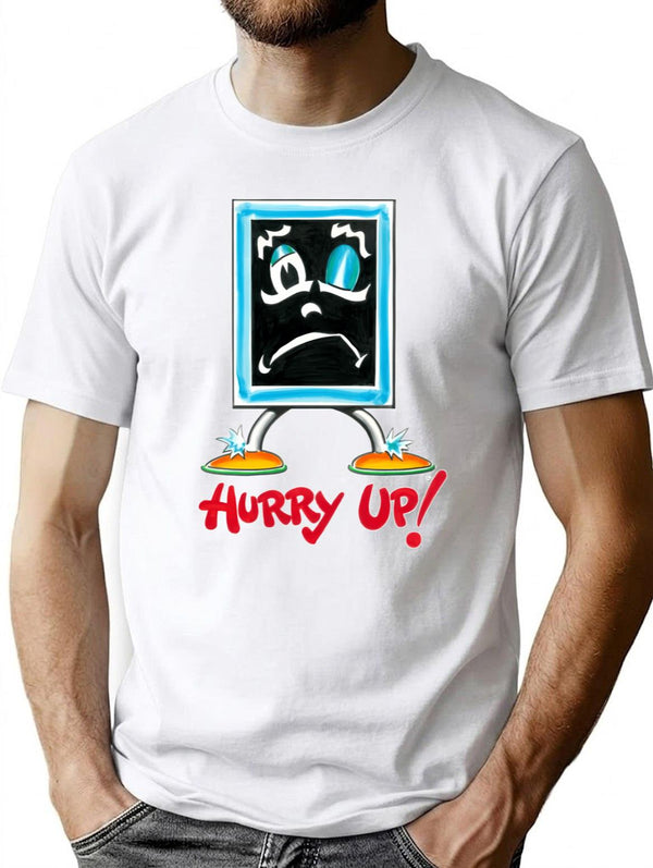 Blackboard Hurry Up Vintage T-Shirt for Men & Women, T-Shirts Graphic Tee - White