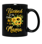 Blessed To Be Called Mama Sunflower Mothers Day Black Coffee Mug - Black