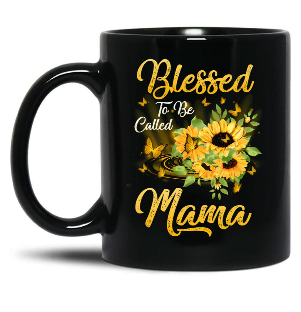Blessed To Be Called Mama Sunflower Mothers Day Black Coffee Mug