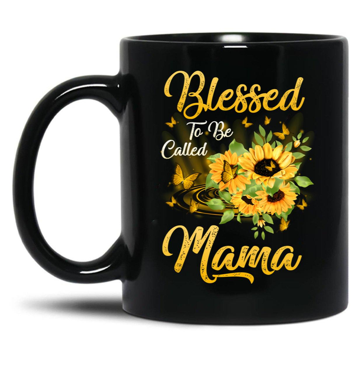 Blessed To Be Called Mama Sunflower Mothers Day Black Coffee Mug