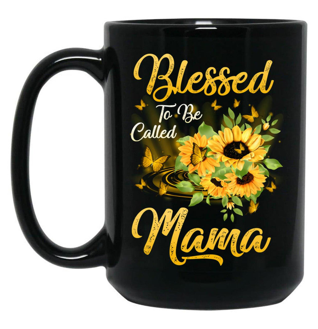 Blessed To Be Called Mama Sunflower Mothers Day Black Coffee Mug