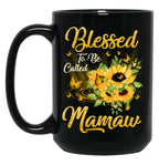 Blessed To Be Called Mamaw Sunflower Mothers Day Black Coffee Mug