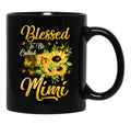 Blessed To Be Called Mimi Sunflower Mothers Day Black Coffee Mug - Black