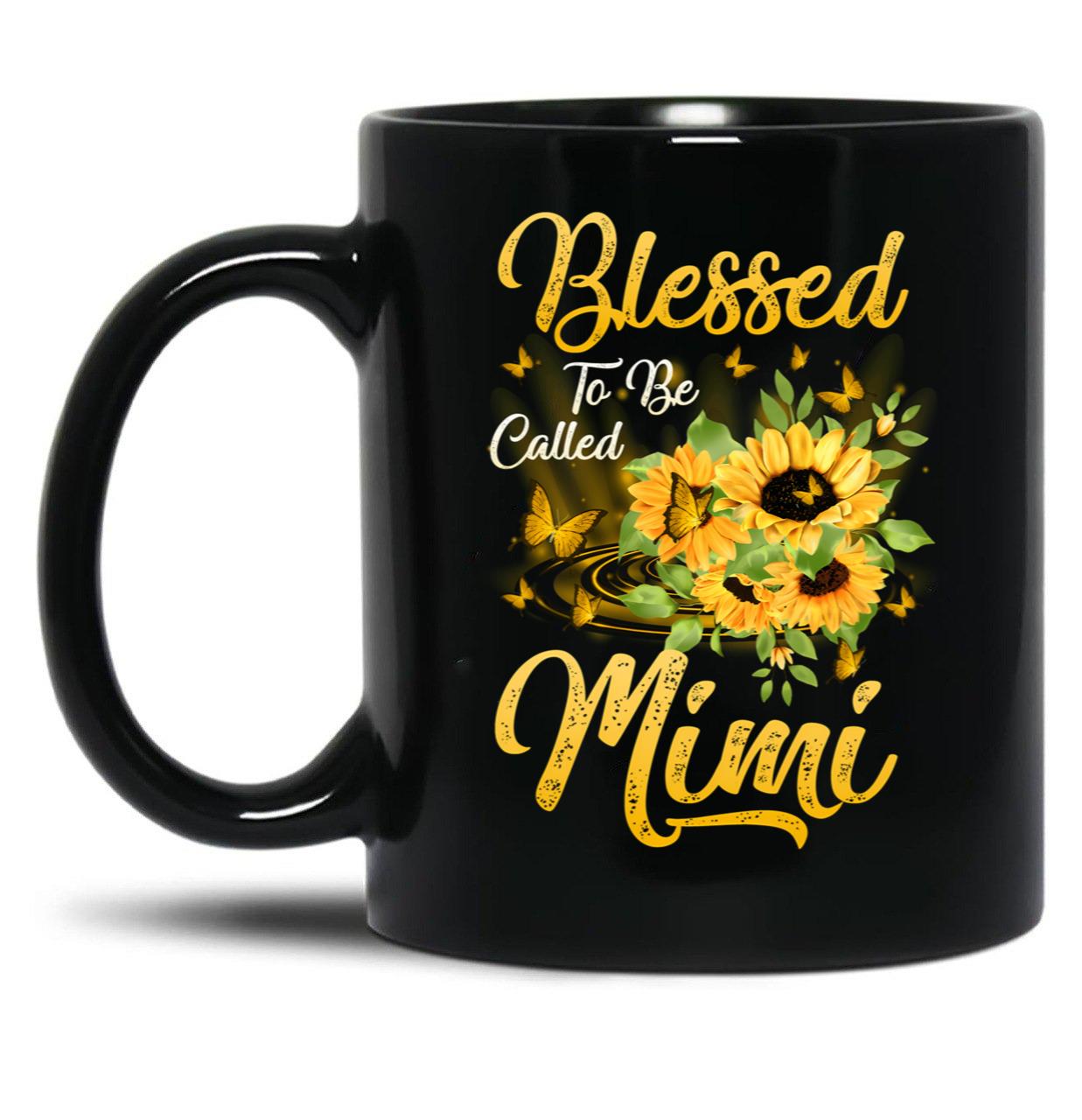 Blessed To Be Called Mimi Sunflower Mothers Day Black Coffee Mug