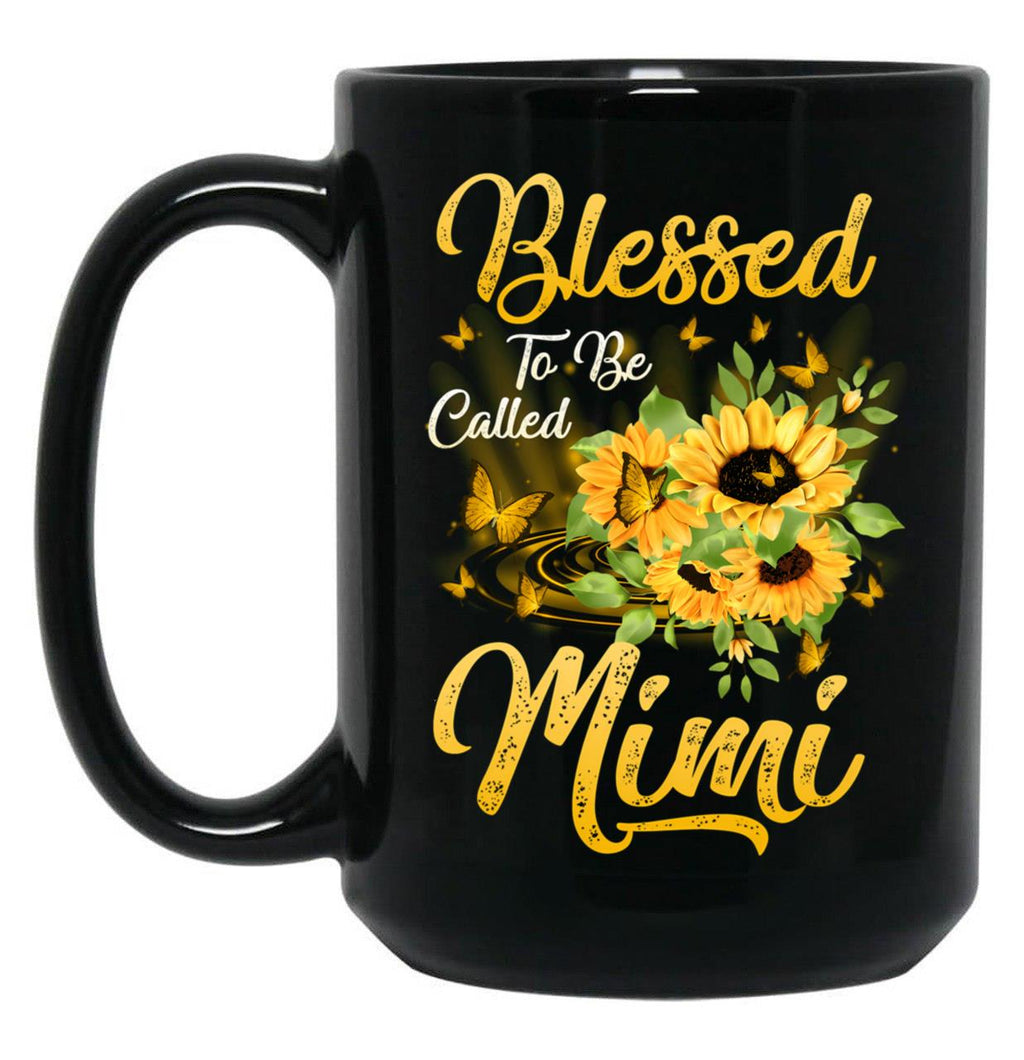 Blessed To Be Called Mimi Sunflower Mothers Day Black Coffee Mug