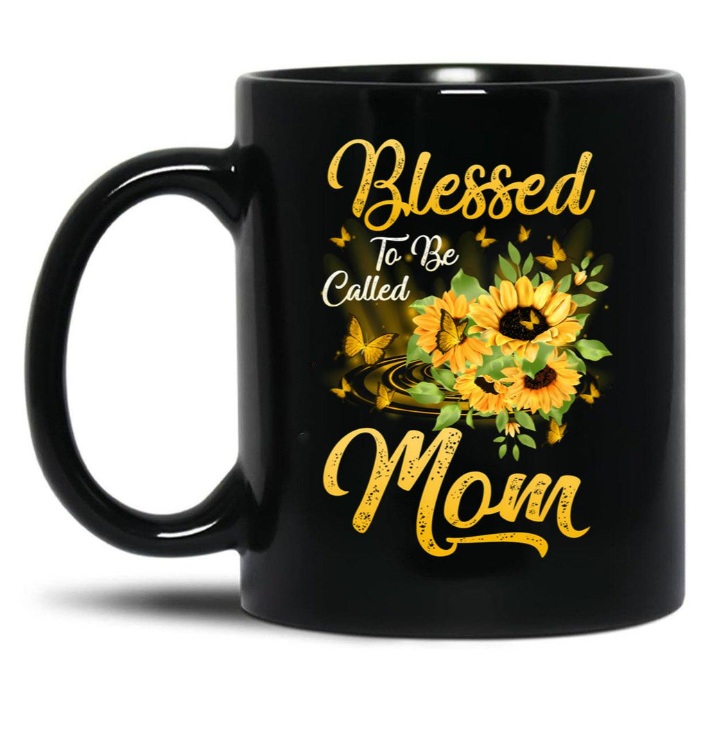 Blessed To Be Called Mom Sunflower Mothers Day Black Coffee Mug
