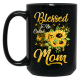 Blessed To Be Called Mom Sunflower Mothers Day Black Coffee Mug