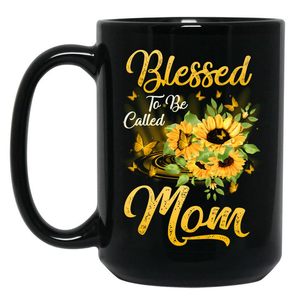 Blessed To Be Called Mom Sunflower Mothers Day Black Coffee Mug