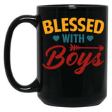 Blessed With Boys Mom Quote Blessed Mom Black Coffee Mug, Gift Coffee Mug