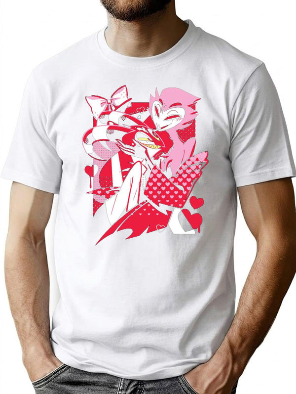 Blitzo x Stolas Helluva Boss Essential Premium Heavyweight Cotton T-Shirt - White