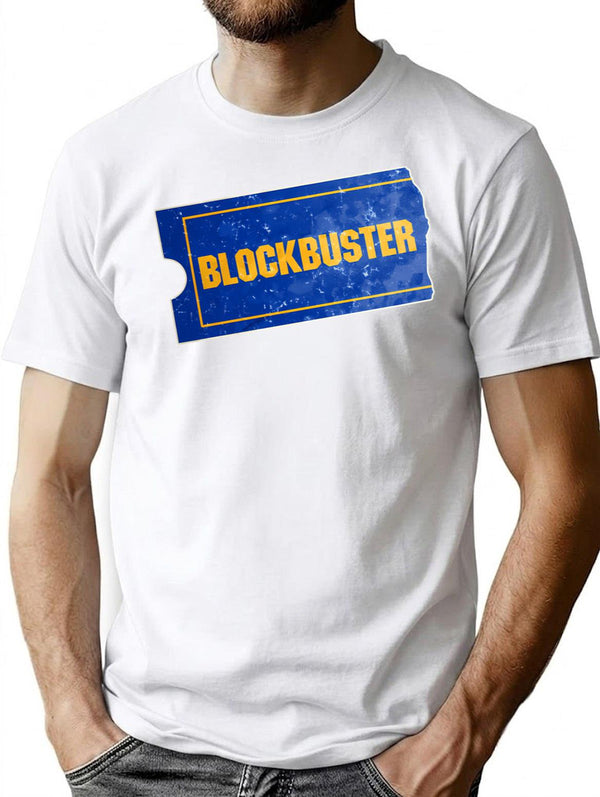 Blockbuster T-Shirt for Men & Women, T-Shirts Graphic Tee - White