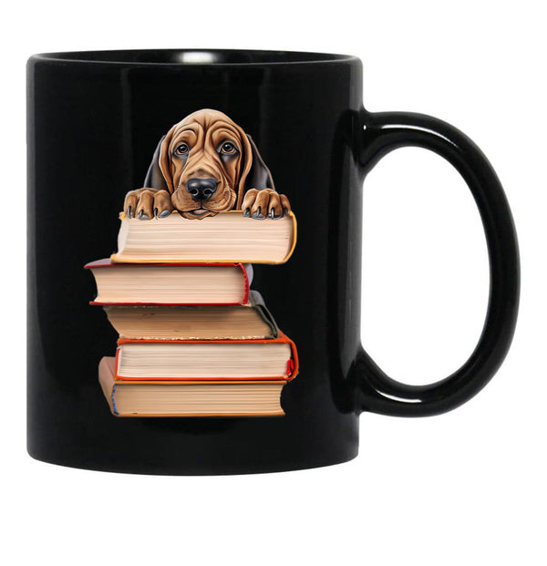 Bloodhound And Books Black Coffee Mug, Gift Coffee Mug - Black