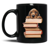 Bloodhound And Books Black Coffee Mug, Gift Coffee Mug - Black