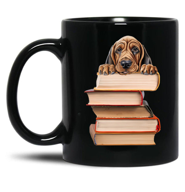 Bloodhound And Books Black Coffee Mug, Gift Coffee Mug - Black