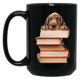 Bloodhound And Books Black Coffee Mug, Gift Coffee Mug