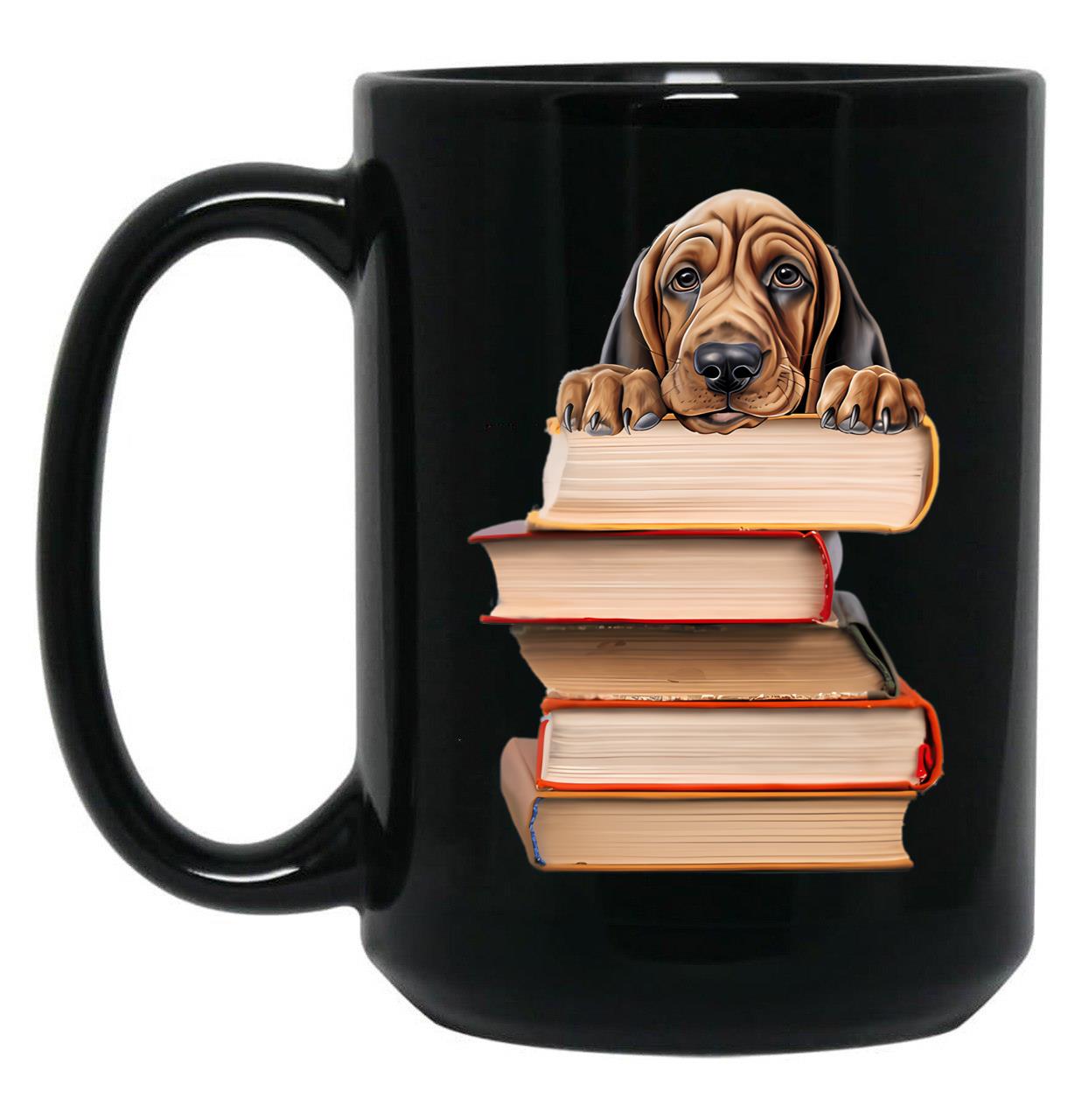 Bloodhound And Books Black Coffee Mug, Gift Coffee Mug