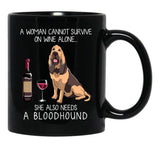 Bloodhound And Wine Funny Dog Black Coffee Mug, Gift Coffee Mug - Black