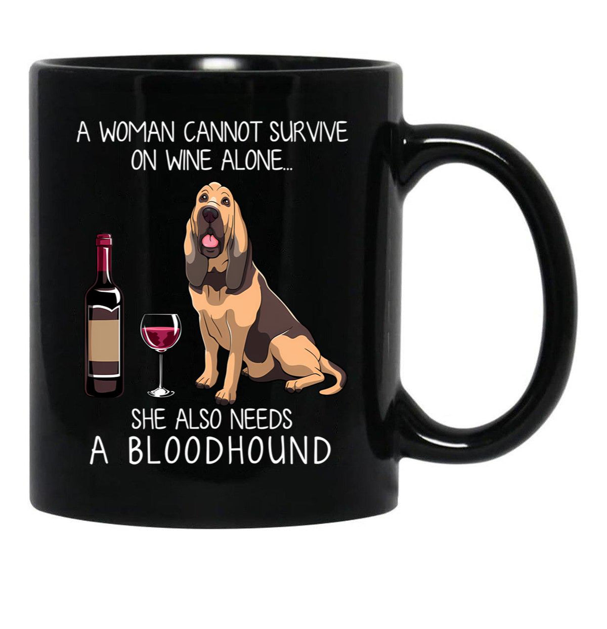 Bloodhound And Wine Funny Dog Black Coffee Mug, Gift Coffee Mug - Black