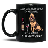 Bloodhound And Wine Funny Dog Black Coffee Mug, Gift Coffee Mug - Black