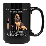 Bloodhound And Wine Funny Dog Black Coffee Mug, Gift Coffee Mug