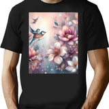 Blooming Flowers T-Shirt for Men & Women, T-Shirts Graphic Tee - Black