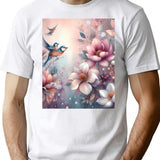Blooming Flowers T-Shirt for Men & Women, T-Shirts Graphic Tee - White