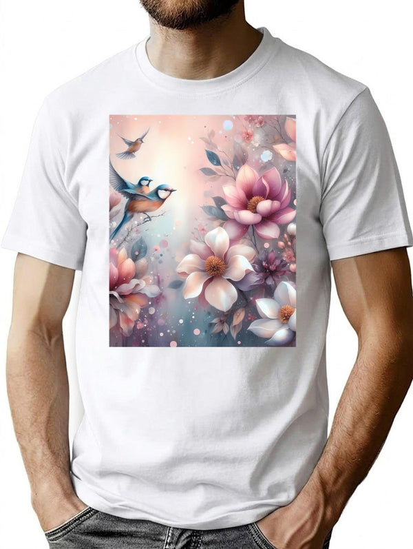 Blooming Flowers T-Shirt for Men & Women, T-Shirts Graphic Tee - White
