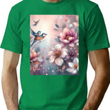 Blooming Flowers T-Shirt for Men & Women, T-Shirts Graphic Tee - Green