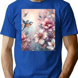 Blooming Flowers T-Shirt for Men & Women, T-Shirts Graphic Tee - Blue