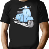 Blue Classic Vintage European Style Scooter T-Shirt for Men & Women, T-Shirts Graphic Tee - Black