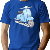 Blue Classic Vintage European Style Scooter T-Shirt for Men & Women, T-Shirts Graphic Tee - Blue