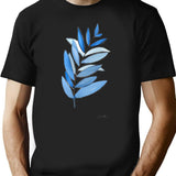 Blue Leaves T-Shirt for Men & Women, T-Shirts Graphic Tee - Black